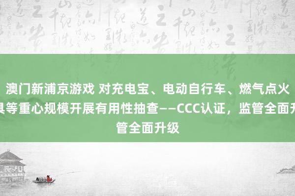 澳门新浦京游戏 对充电宝、电动自行车、燃气点火用具等重心规模开展有用性抽查——CCC认证，监管全面升级