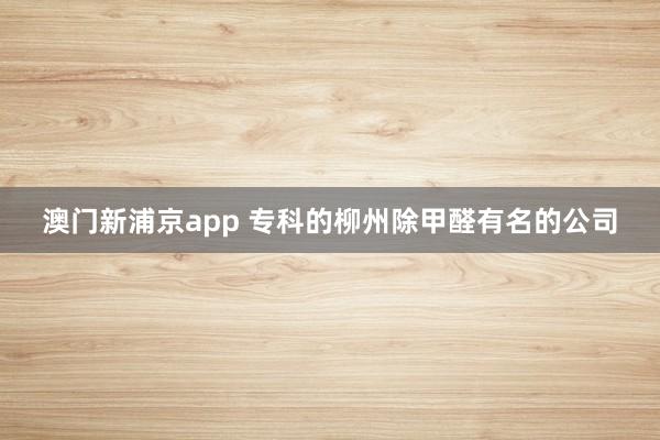 澳门新浦京app 专科的柳州除甲醛有名的公司