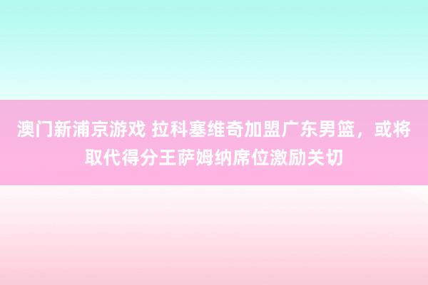 澳门新浦京游戏 拉科塞维奇加盟广东男篮，或将取代得分王萨姆纳席位激励关切