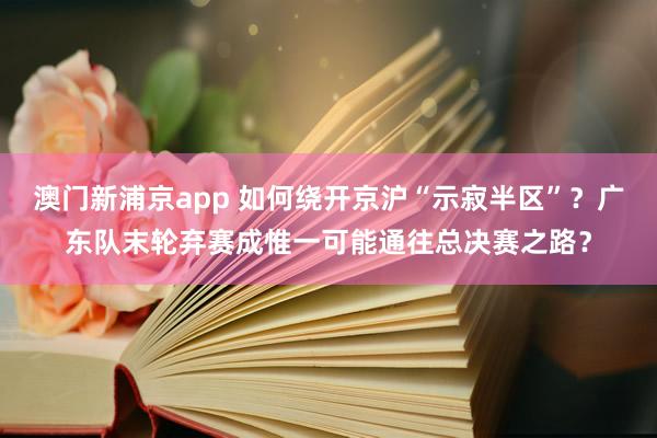 澳门新浦京app 如何绕开京沪“示寂半区”？广东队末轮弃赛成惟一可能通往总决赛之路？
