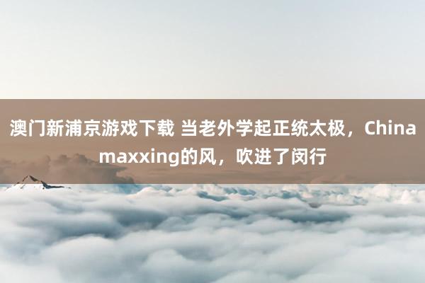 澳门新浦京游戏下载 当老外学起正统太极，Chinamaxxing的风，吹进了闵行