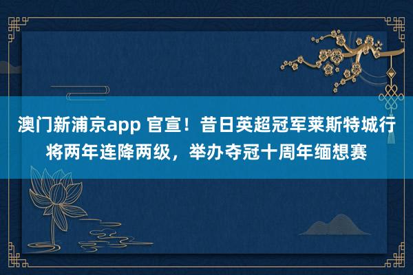 澳门新浦京app 官宣！昔日英超冠军莱斯特城行将两年连降两级，举办夺冠十周年缅想赛