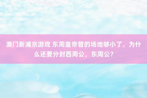 澳门新浦京游戏 东周皇帝管的场地够小了，为什么还要分封西周公，东周公？
